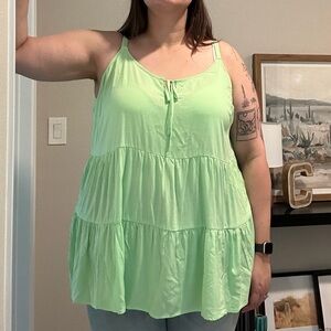 Mint Green Tiered Tie Front Cami